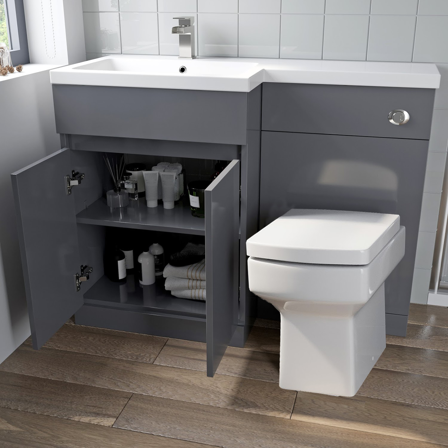 Bathroom Vanity Unit Basin Sink 1100mm Toilet Combined Furniture Left