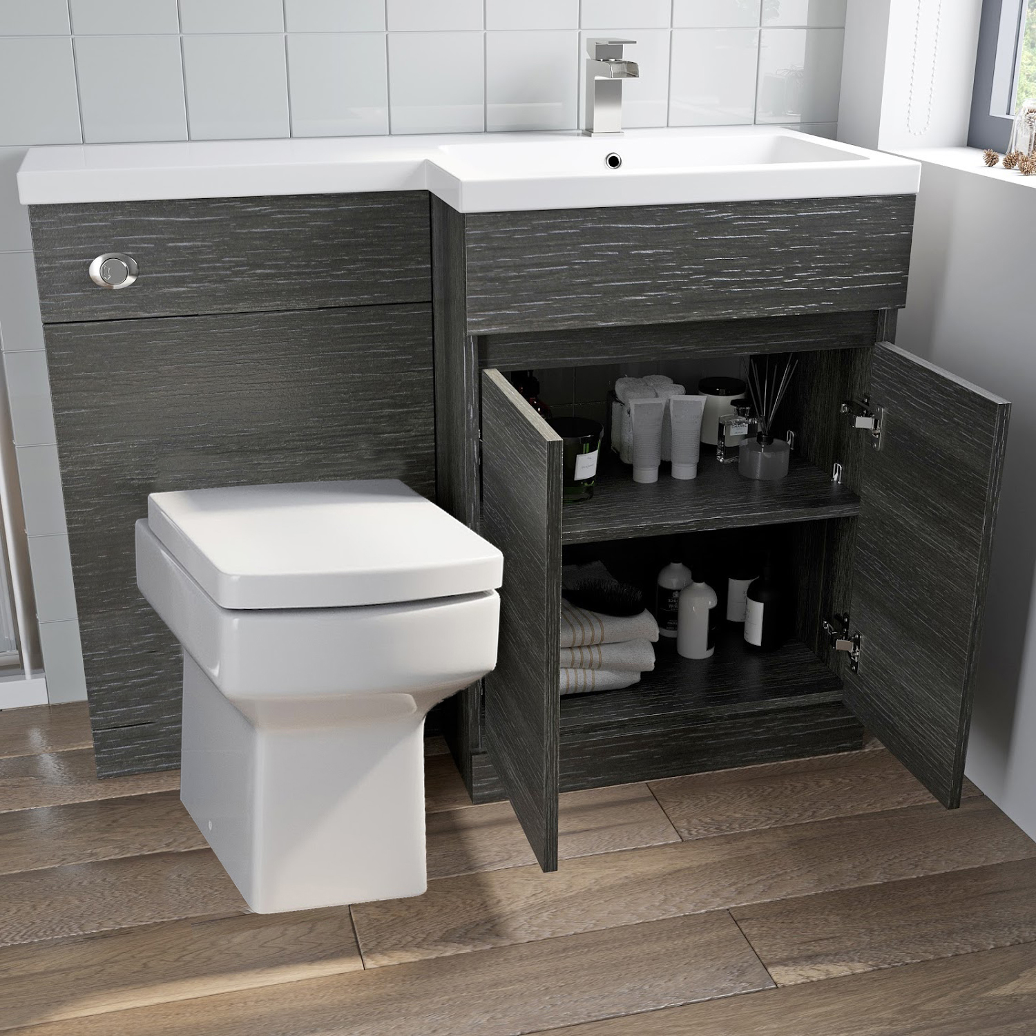 Bathroom Vanity Unit Basin 1100 mm Toilet Combined Furniture Right Hand