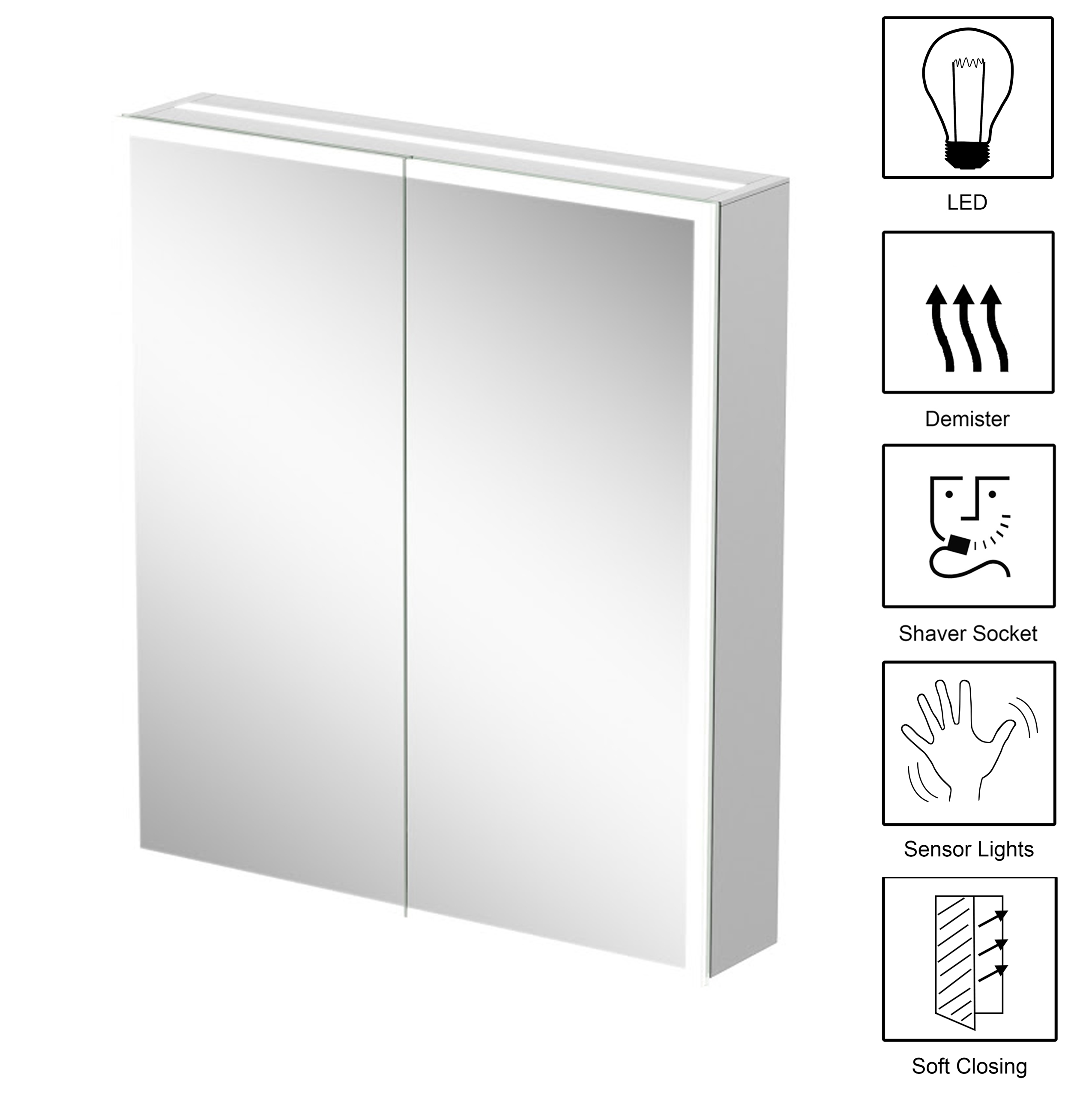 Luxury Bathroom Mirror IP44 Rated LED Illuminated Wall Mounted