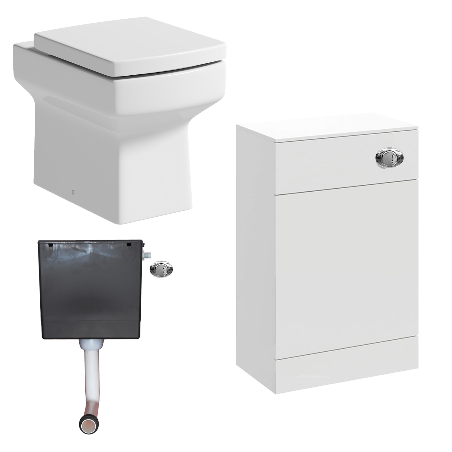 Back To Wall BTW Toilet Pan Concealed Cistern Unit 500mm Square Soft Close Seat eBay