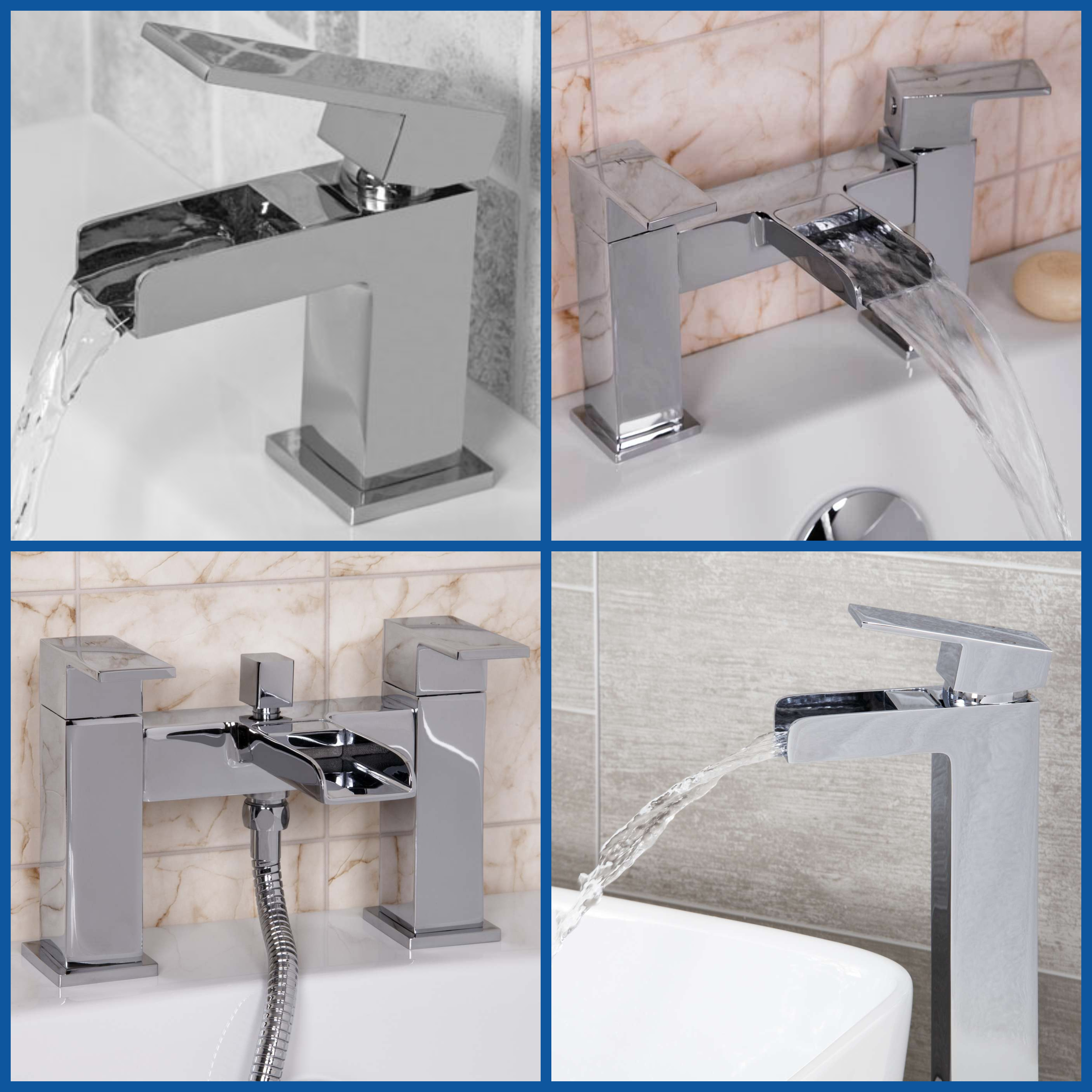 Waterfall Bathroom Taps Chrome Basin Mixer Bath Filler Shower Deck Tap