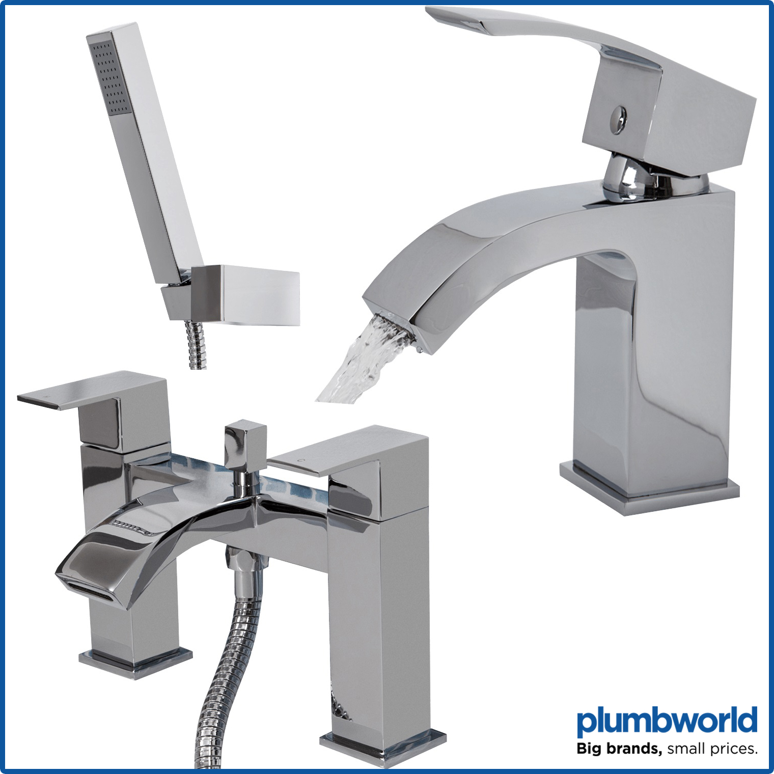 Modern Bathroom Tap Set Square Water Basin Mixer Bath Filler Shower