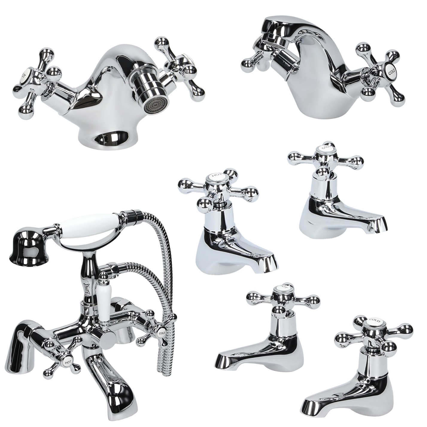 Traditional Bathroom Tap Set Mono Basin Mixer 2 TH Bath Filler Shower