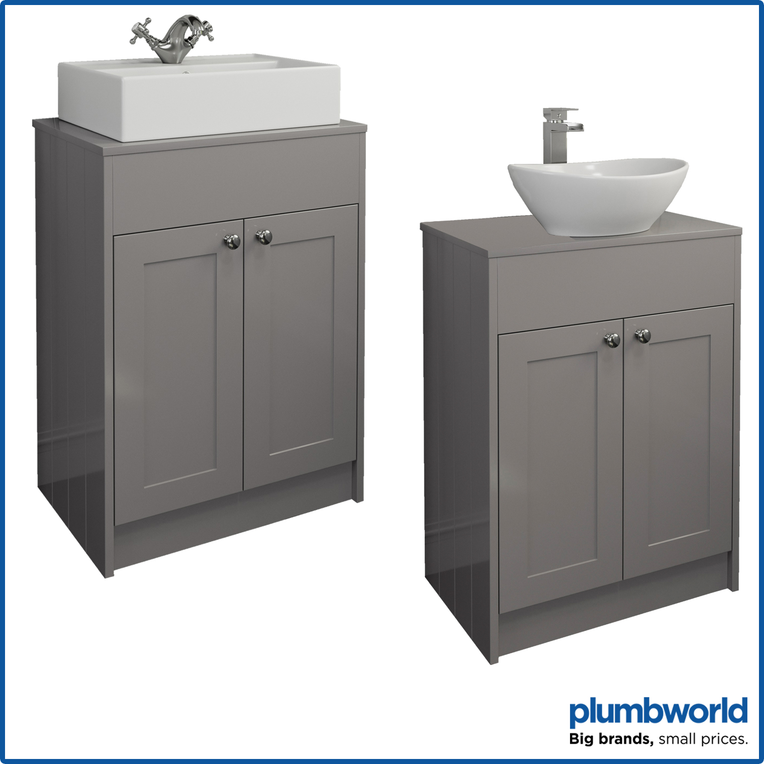 Traditional Bathroom Vanity Unit Countertop Basin Floor Standing Grey