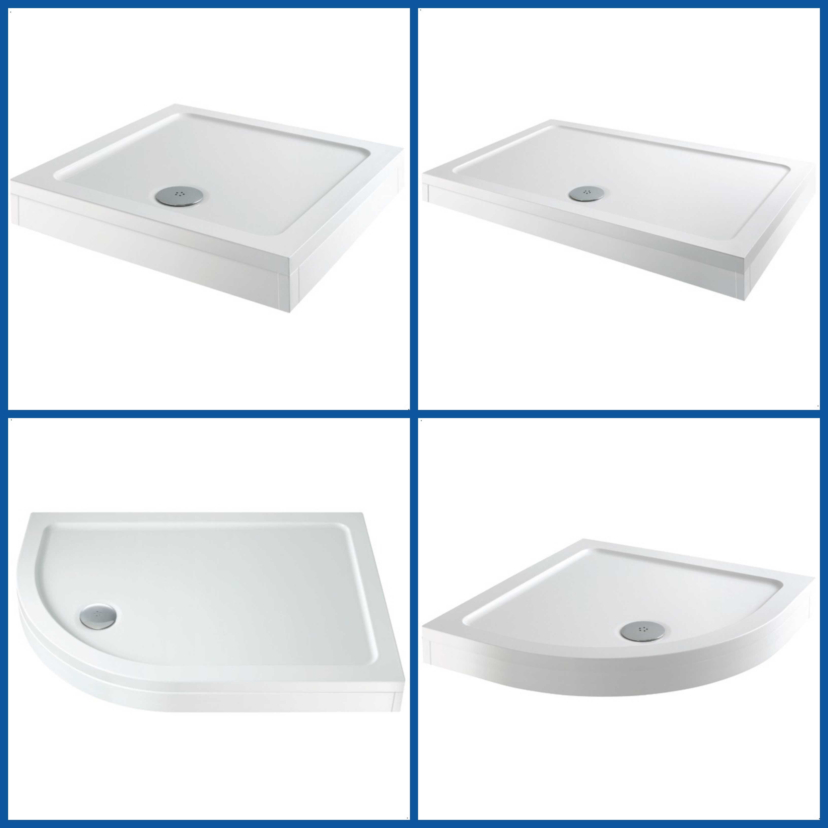 Premium Shower Tray Easy Plumb AntiSlip Square Rectangle Quad Offset