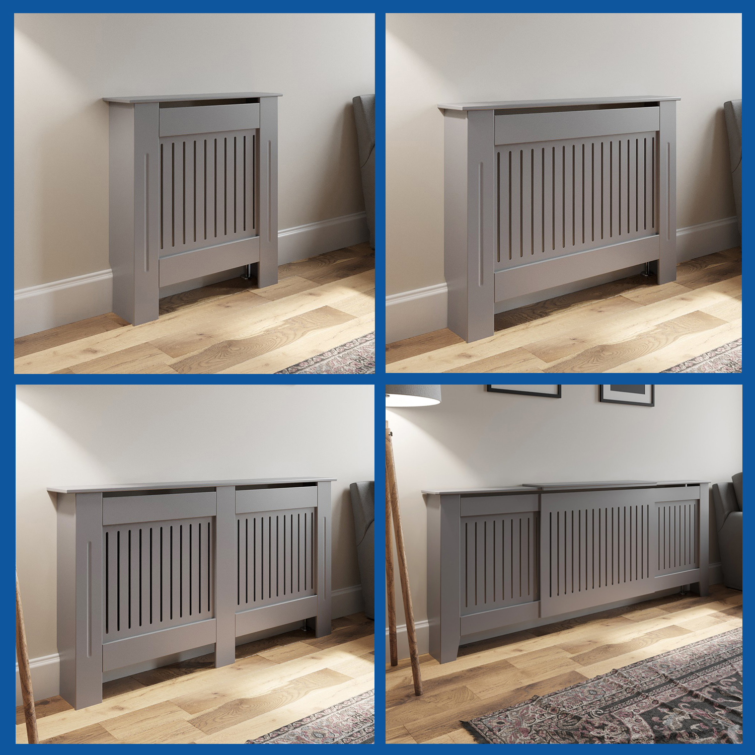 Grey Radiator Cover Grill Shelf MDF Wood Modern Traditional