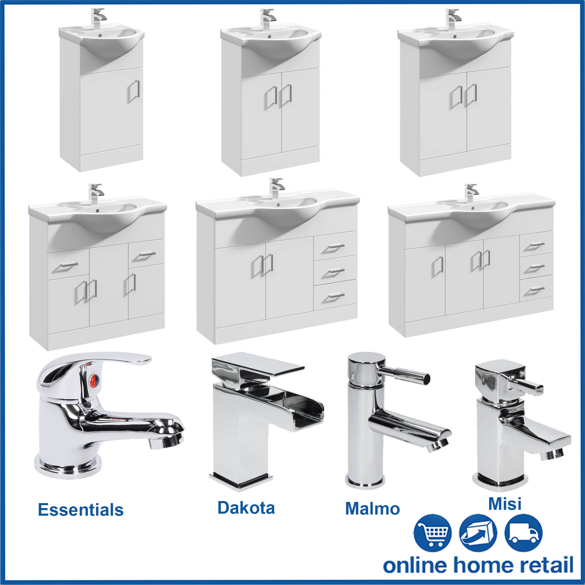 450mm Floorstanding Bathroom Vanity Unit /& Basin Single Tap Hole White Gloss